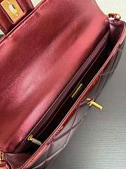 Chanel Large Flap Bag With Top Handle Metallic Mirror Calfskin & Gold Tone Metal Burgundy - 30x12.5x5cm - 2
