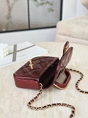 Chanel Mini Flap Bag with Top Handle Metallic Mirror Calfskin & Silver Tone Metal Burgundy - 18.5x13x4.5cm - 6