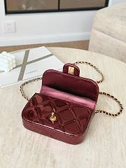 Chanel Mini Flap Bag with Top Handle Metallic Mirror Calfskin & Silver Tone Metal Burgundy - 18.5x13x4.5cm - 3