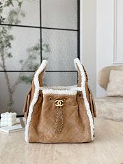 Chanel 25 Handbag Small Shearling Suede Gold Metal Beige - 30x26x14cm - 1
