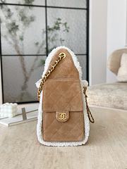 Chanel 25 Handbag Small Shearling Suede Gold Metal Beige - 30x26x14cm - 6