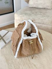 Chanel 25 Handbag Small Shearling Suede Gold Metal Beige - 30x26x14cm - 3