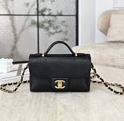 Chanel Mini Flap Bag with Top Handle Grained Shiny Calfskin & Gold Tone Metal Black - 19.5x11.5x5cm - 1
