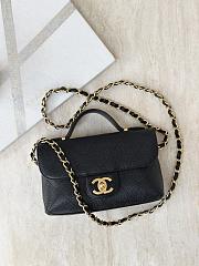 Chanel Mini Flap Bag with Top Handle Grained Shiny Calfskin & Gold Tone Metal Black - 19.5x11.5x5cm - 6