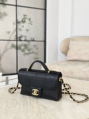 Chanel Mini Flap Bag with Top Handle Grained Shiny Calfskin & Gold Tone Metal Black - 19.5x11.5x5cm - 4