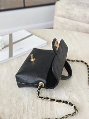 Chanel Mini Flap Bag with Top Handle Grained Shiny Calfskin & Gold Tone Metal Black - 19.5x11.5x5cm - 2
