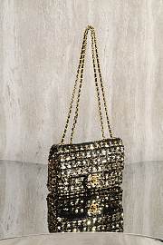 Chanel Flap Bag Sequins & Gold Tone Metal Golden & Black - 20x14x8cm - 6