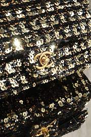 Chanel Flap Bag Sequins & Gold Tone Metal Golden & Black - 20x14x8cm - 5
