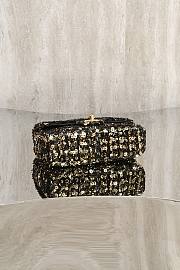 Chanel Flap Bag Sequins & Gold Tone Metal Golden & Black - 20x14x8cm - 3
