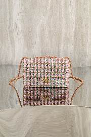 Chanel Flap Bag Sequins & Gold Tone Metal Light Pink Green - 20x14x8cm - 1