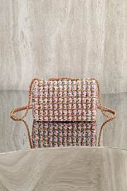 Chanel Flap Bag Sequins & Gold Tone Metal Light Pink Green - 20x14x8cm - 2