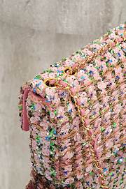 Chanel Flap Bag Sequins & Gold Tone Metal Light Pink Green - 20x14x8cm - 4