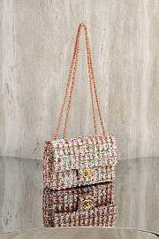 Chanel Flap Bag Sequins & Gold Tone Metal Light Pink Green - 20x14x8cm - 5