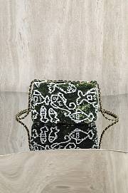 Chanel Flap Bag Sequins & Gold Tone Metal Green White- 20x14x8cm - 6