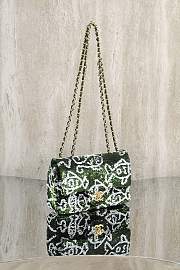 Chanel Flap Bag Sequins & Gold Tone Metal Green White- 20x14x8cm - 2