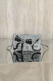 Chanel Flap Bag Sequins & Silver Tone Metal Silver Black - 20x14x8cm - 5