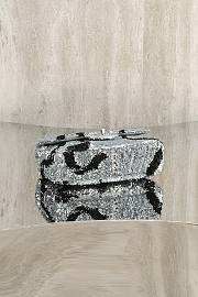 Chanel Flap Bag Sequins & Silver Tone Metal Silver Black - 20x14x8cm - 3
