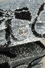 Chanel Flap Bag Sequins & Silver Tone Metal Silver Black - 20x14x8cm - 2