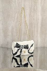 Chanel Flap Bag Sequins & Gold Tone Metal White Black - 20x14x8cm - 2