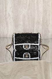 Chanel Flap Bag Sequins & Gold Tone Metal Black & White - 21x14x8cm - 1