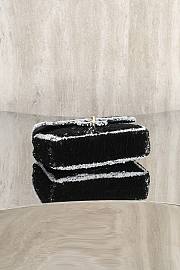 Chanel Flap Bag Sequins & Gold Tone Metal Black & White - 21x14x8cm - 6