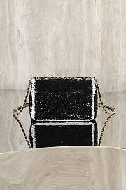 Chanel Flap Bag Sequins & Gold Tone Metal Black & White - 21x14x8cm - 3