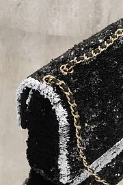 Chanel Flap Bag Sequins & Gold Tone Metal Black & White - 21x14x8cm - 2
