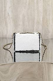 Chanel Flap Bag Sequins & Gold Tone Metal White & Black - 21x14x8cm - 5