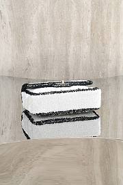 Chanel Flap Bag Sequins & Gold Tone Metal White & Black - 21x14x8cm - 4