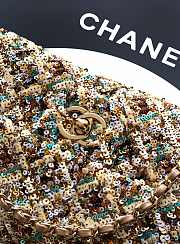 Chanel Flap Bag Sequins & Gold Tone Metal Beige & Multicolour - 21x13x8cm - 2