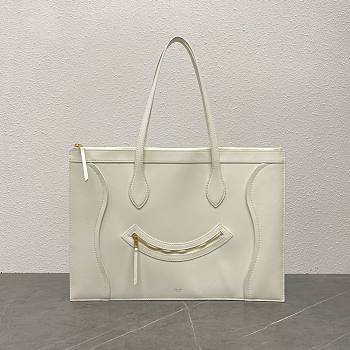 Celine Flat Cabas New Luggage In Glossy Calfskin White - 44.5x31.5x0.5cm