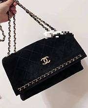 Chanel Flap Bag Stitched Suede Shoulder Bag Black - 5