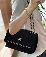 Chanel Flap Bag Stitched Suede Shoulder Bag Black - 4