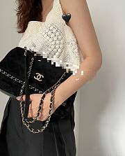 Chanel Flap Bag Stitched Suede Shoulder Bag Black - 2