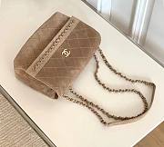 Chanel Flap Bag Stitched Suede Shoulder Bag Beige - 5