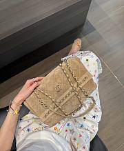Chanel Flap Bag Stitched Suede Shoulder Bag Beige - 3