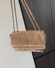 Chanel Flap Bag Stitched Suede Shoulder Bag Beige - 2
