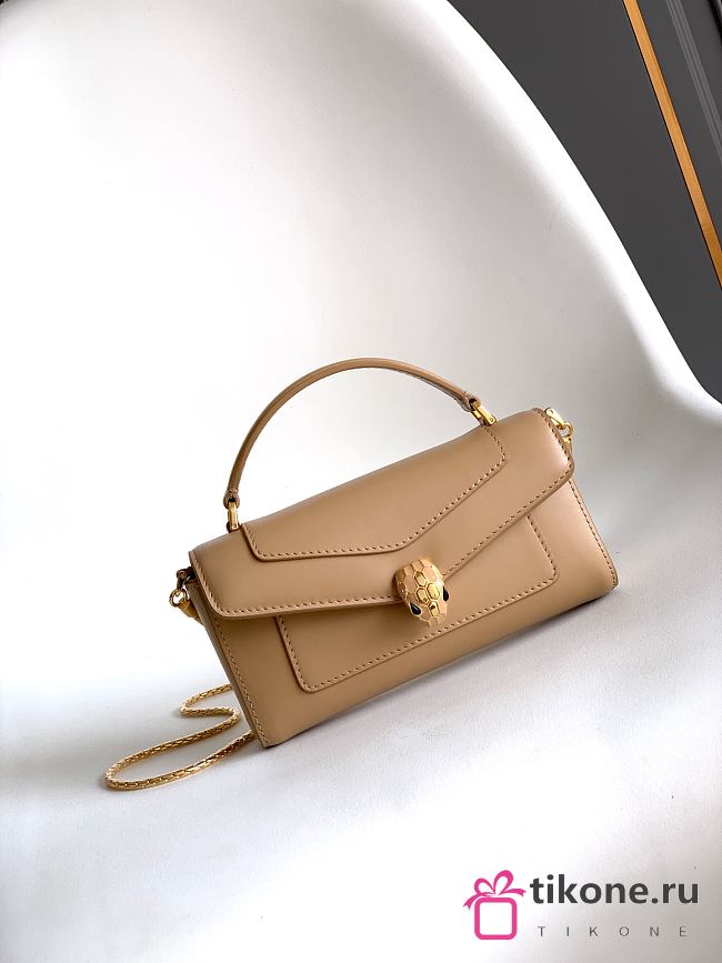 Bvlgari Serpenti Forever Phone Case In Beige Calf Leather - 19x10x3.5cm - 1