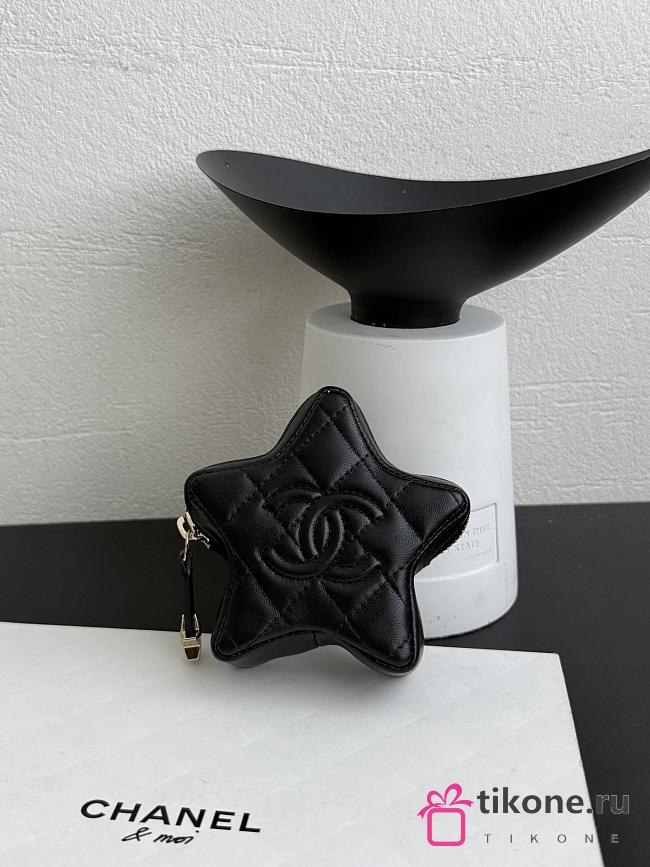 Chanel Star Handbag Lambskin & Gold Tone Metal Black  - 1