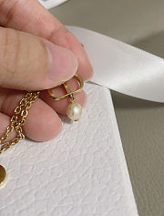 Dior Dior Petit CD Necklace Gold Finish Metal and White Resin Pearl - 5