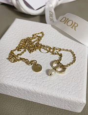 Dior Dior Petit CD Necklace Gold Finish Metal and White Resin Pearl - 4