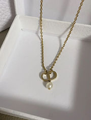 Dior Dior Petit CD Necklace Gold Finish Metal and White Resin Pearl - 3