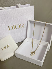 Dior Dior Petit CD Necklace Gold Finish Metal and White Resin Pearl - 1
