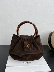 Chanel Small Hobo Bag Suede Calfskin Turtoise Shell Effect Plexi & Gold Tone Metal Brown - 24x18x12cm - 2