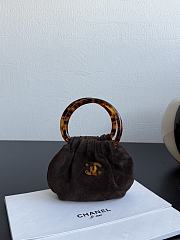 Chanel Mini Hobo Bag Suede Calfskin Turtoise Shell Effect Plexi & Gold Tone Metal Brown - 12x9x5cm - 1