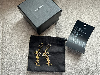 Ysl Monogram Palm Tree Earrings Gold