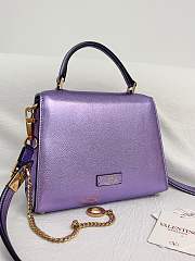 Valentino Garavani Vsling Small Handbag In Laminated Grainy Calfskin With Jewel Logo Purple - 22x17x9cm - 6