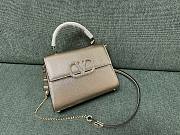 Valentino Garavani Vsling Small Handbag In Laminated Grainy Calfskin With Jewel Logo Rose Cannelle - 22x17x9cm - 2