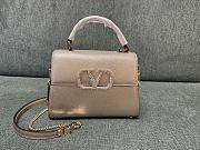 Valentino Garavani Vsling Small Handbag In Laminated Grainy Calfskin With Jewel Logo Rose Cannelle - 22x17x9cm - 6