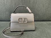 Valentino Garavani Vsling Small Handbag In Laminated Grainy Calfskin With Jewel Logo Silver - 22x17x9cm - 2